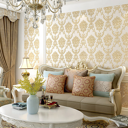 Floral wallpaper wallcovering in a refined interior